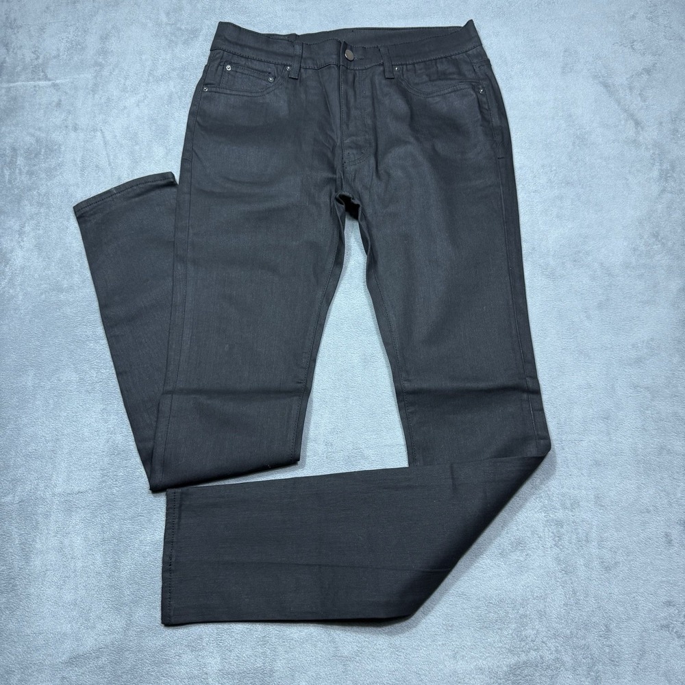 Mnml Jeans Mens 34x35 Black Skinny Taper Stacked Retro Streetwear Lowrise USA